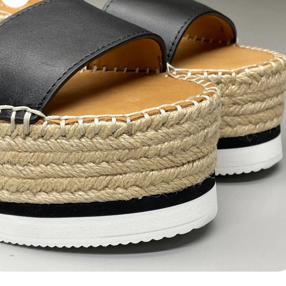 SEE BY CHLOÉ Glyn Flatform Espadrilles Black leather Platform sandal - Picture 7 of 10